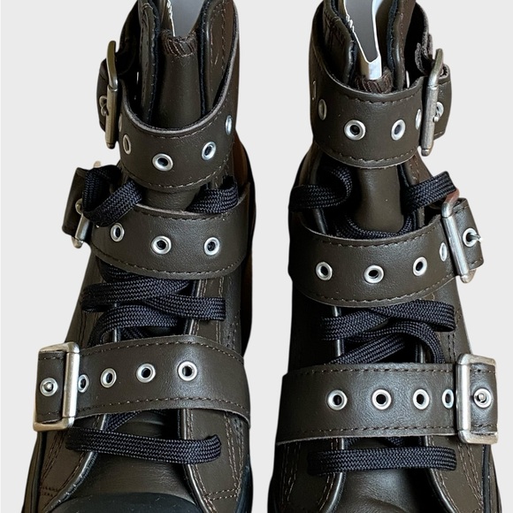NWB Converse Chuck 70 De Luxe Heel Leather & Buckles Boots Women's Sz 5.5 Brown - Picture 6 of 16